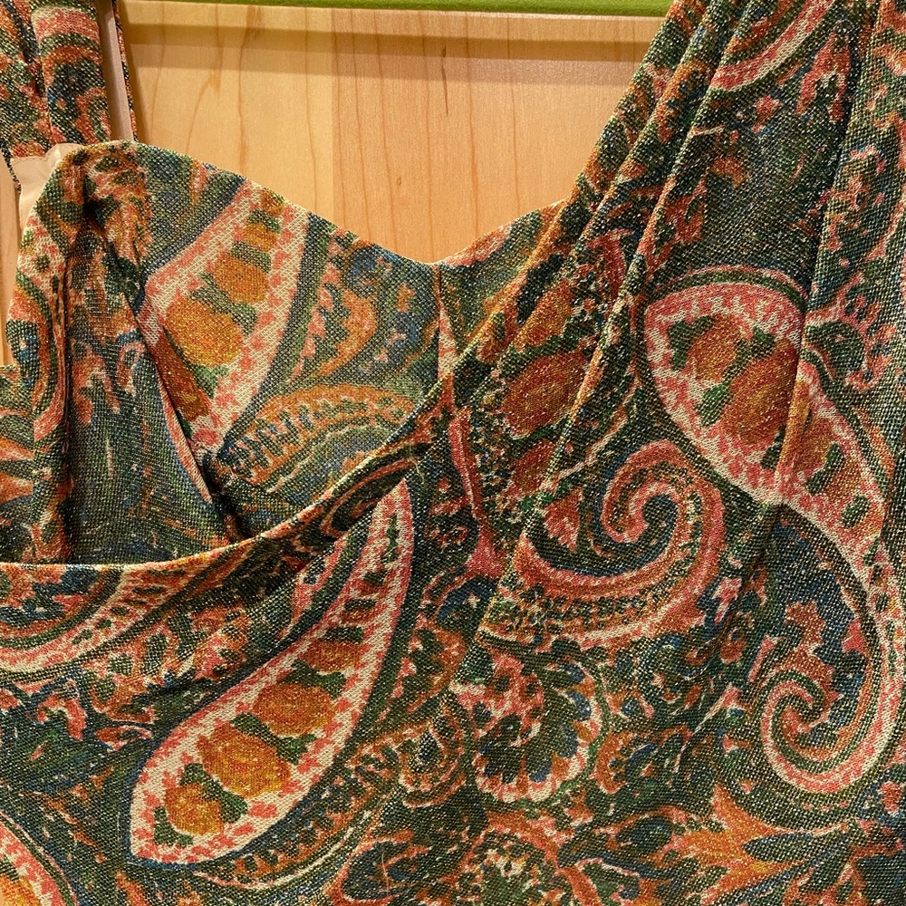 Vintage Ferman-O’Grady Cocktail Dress Excellent Condition, Gold & Green paisley - Picture 4 of 7